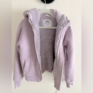Athleta Girl Sherpa Lined Zip Up Hoodie in Lavender